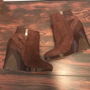 cole haan nike air wedge booties brown • size 6